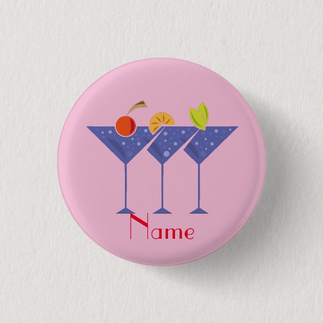 3 Martini Cocktails Thunder_Cove  3 Cm Round Badge (Front)