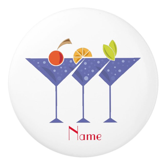 3 Martini Cocktails Thunder_Cove  Ceramic Knob (Front)