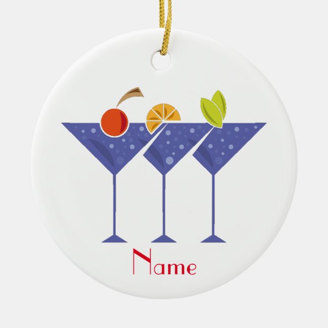 3 Martini Cocktails Thunder_Cove Ceramic Tree Decoration (Front)