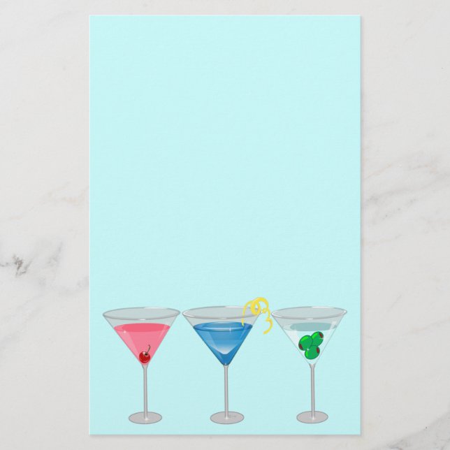 3 Martinis Stationery (Front)
