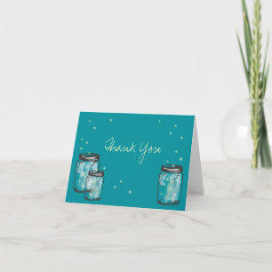 3 Mason Jars filled with Fireflies Thank You Card