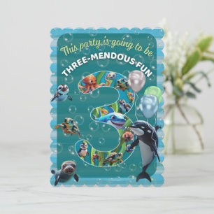 3-Mendous Fun Flat Scalloped Birthday Invitation
