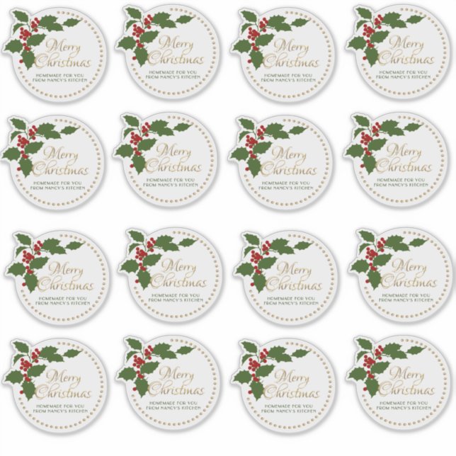 3” Merry Christmas Holly & Berry Food Gift Tin (Front)
