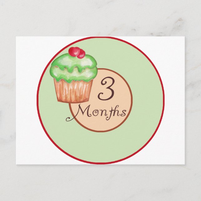 3 Months Cupcake Milestone Postcard (Front)