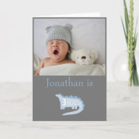 3 months dinosaur baby boy with photo