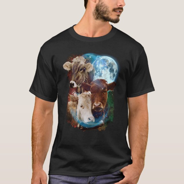 3 Moon Cow Livestock Cattle Animal T-Shirt (Front)