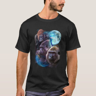 3 Moon Gorilla Funny Zoo Animal Lover Humour Monke T-Shirt