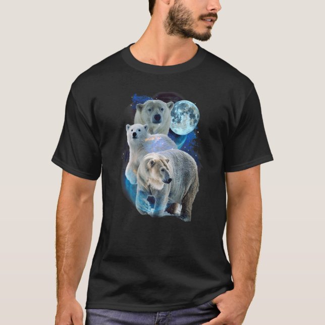 3 Moon Polar Bears  Fur Marine Mammals Bear Humour T-Shirt (Front)