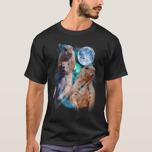 3 Moon Prairie Dog Art Rodent Squirrel Puppy Lover T-Shirt (Front)