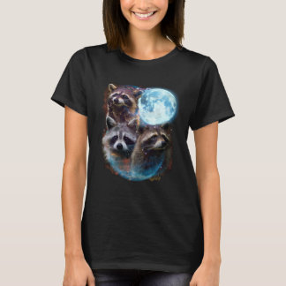 3 Moon Raccoon  Graphic Animal  Fur T-Shirt