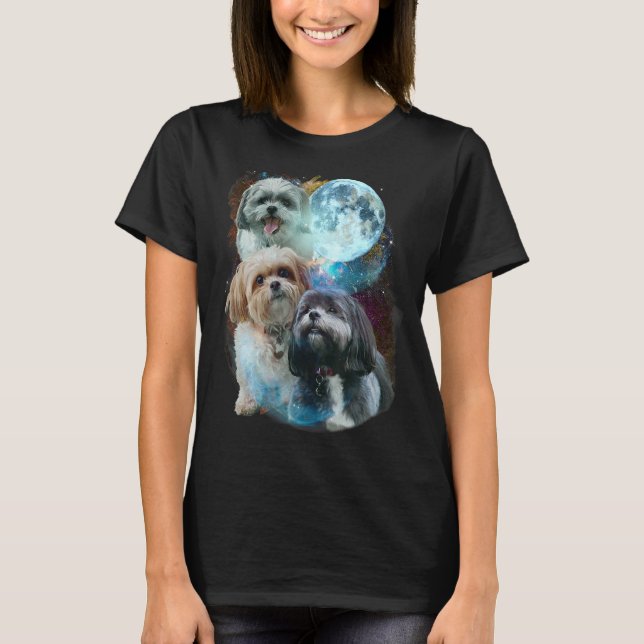 3 Moon Shih Tzu Dog  Canine Puppy Graphic Pet Humo T-Shirt (Front)
