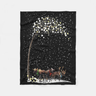 3 Moose F Winter Christmas Tree Xmas Snowy T Shirt Fleece Blanket