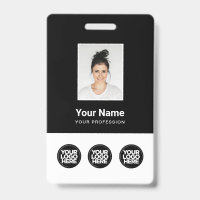 3 Multiple Logos Employee Photo, Bar Code , Name B