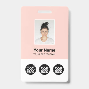 3 Multiple Logos Employee Photo, Bar Code , Name B ID Badge