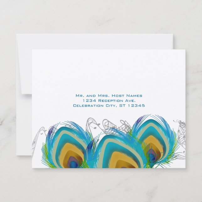 3 Musical Peacock Feathers RSVP Postcard (Front)