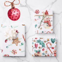 3 Names Cute Christmas Snowman & Sweets