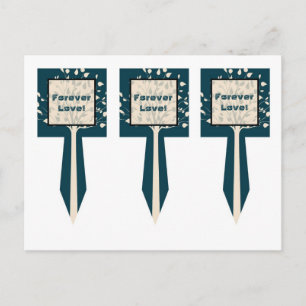 3 Navy/Creme Tree Cup Cake Picks Wedding Postcard