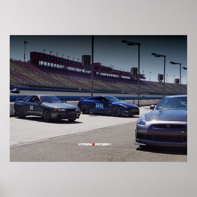 3 Nissan GT-R R32 Skyline & R35 Autoclub Speedway Poster (Front)