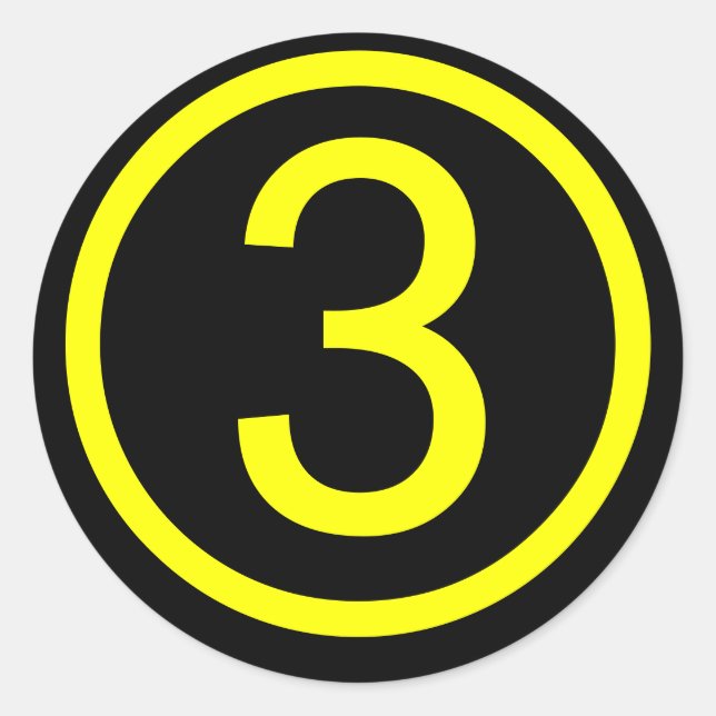 3 - number three classic round sticker (Front)