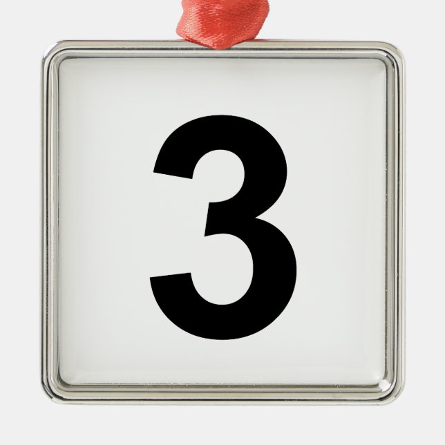 3 - number three metal tree decoration (Front)