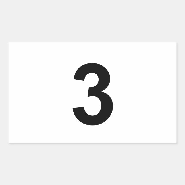 3 - number three rectangular sticker (Front)