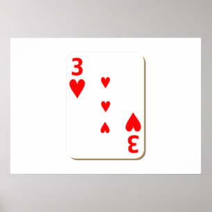 3 of Hearts Playing Card Poster
