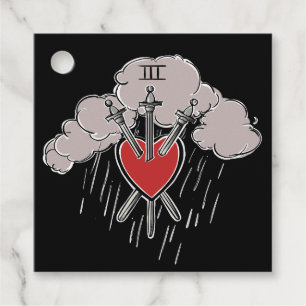 3 of Swords Love Heart Tarot Illustration Three Favour Tags