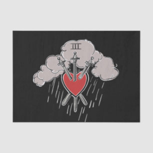 3 of Swords Love Heart Tarot Illustration Three Tissue Paper