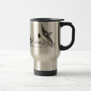3 Orcas Playing Travel Mug