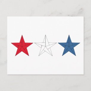 3 Origami Stars – Red, White, and Blue Postcard