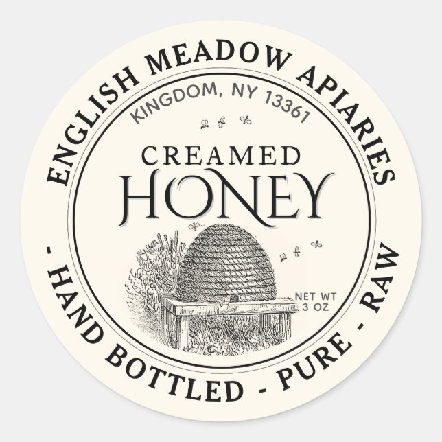 3 OZ CREAMED Honey Label Hand Bottled Raw (Front)