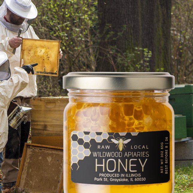 3 oz Honey Jar Label Queen Bee Honeycomb (Creator Uploaded)