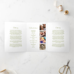 3 Page Funeral Order of Service   Memorial Program Tri-Fold Invitation