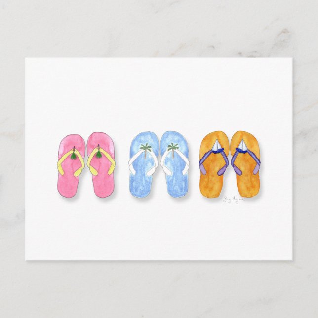 3 Pairs of Flip-Flops Postcard (Front)