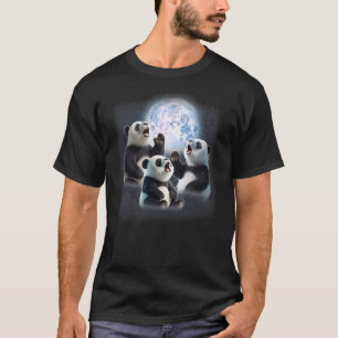 3 Pandas Howling At The Moon Funny Panda Bear Love T-Shirt