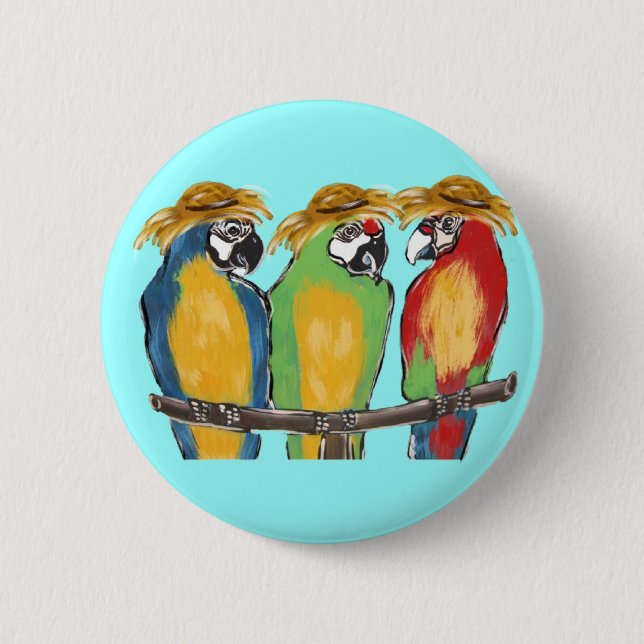 3 Parrots 6 Cm Round Badge (Front)