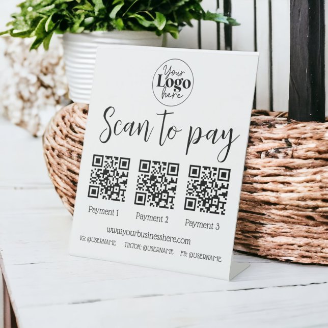 3 payment scan to pay small business Pedestal Sign (Creator Uploaded)
