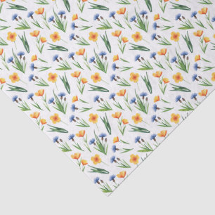 3 Pcs   Buttercups, Blue Cornflowers & Greenery Tissue Paper