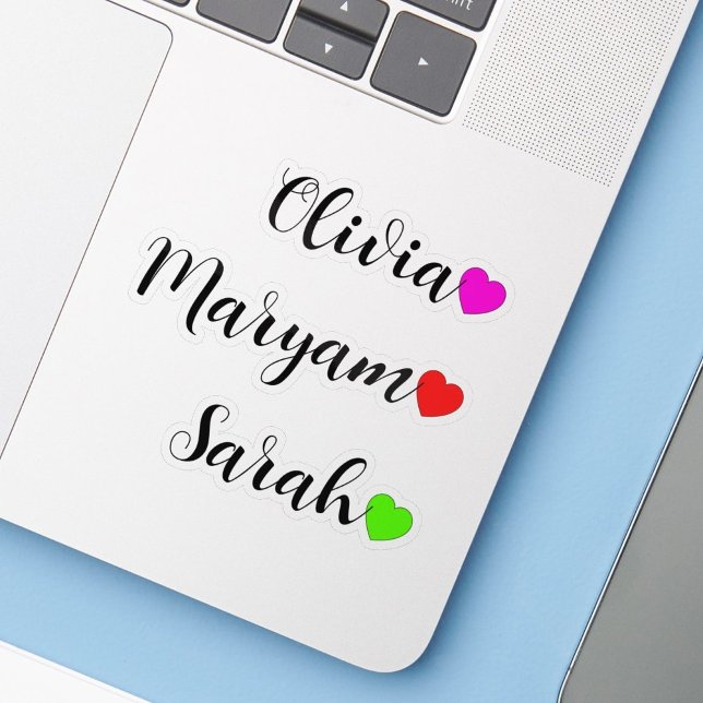 3 PCs - Name with Heart Vinyl Decal Stickers (waterproof vinyl stickers
)