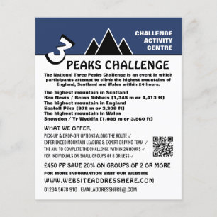 3 Peaks Challenge, Mountaineering Company Advert Flyer