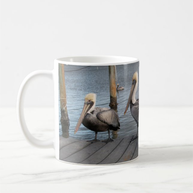 3 Pelicans in a row Coffee Mug (Left)