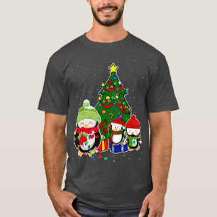 3 Penguins Costume Three Santa Cute Christmas Tree T-Shirt