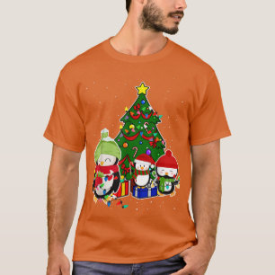 3 Penguins Costume Three Santa Cute Christmas Tree T-Shirt