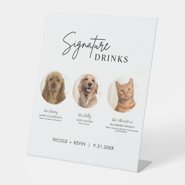 3 Pets Signature Drinks Sign Wedding Bar Sign (Front)
