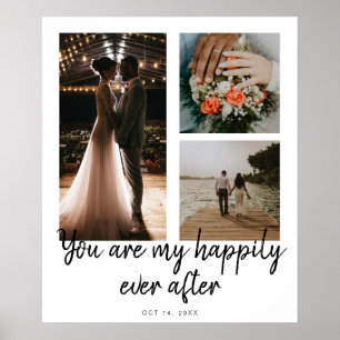 3 Photo 1st Wedding Anniversary Collage Quote Poster
