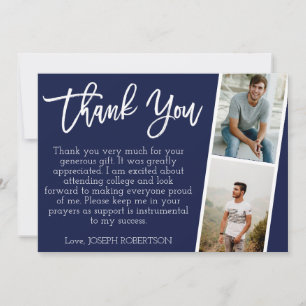 3 Photo (2+1) Script Graduation Thank You Card