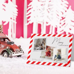 3 Photo Airmail Style Christmas Card