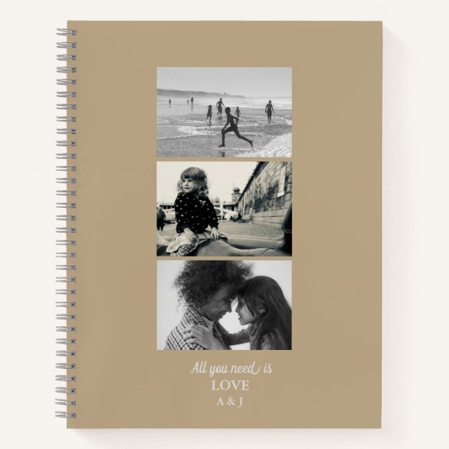3 Photo "All You Need is Love" Journal Notebook (Front)