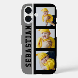 3 Photo And Name Unique Custom Made Personalised iPhone 16 Case