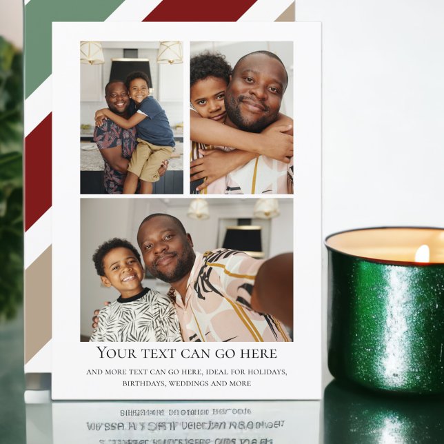 3 Photo and stripped back template (3 Photo stripped back template flat cards from Ricaso. Ideal for Christmas, Birthday, wedding & more)